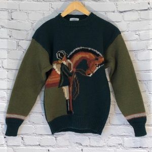 Vintage MILLER'S Wool Equestrian Horse Sweater Sz S